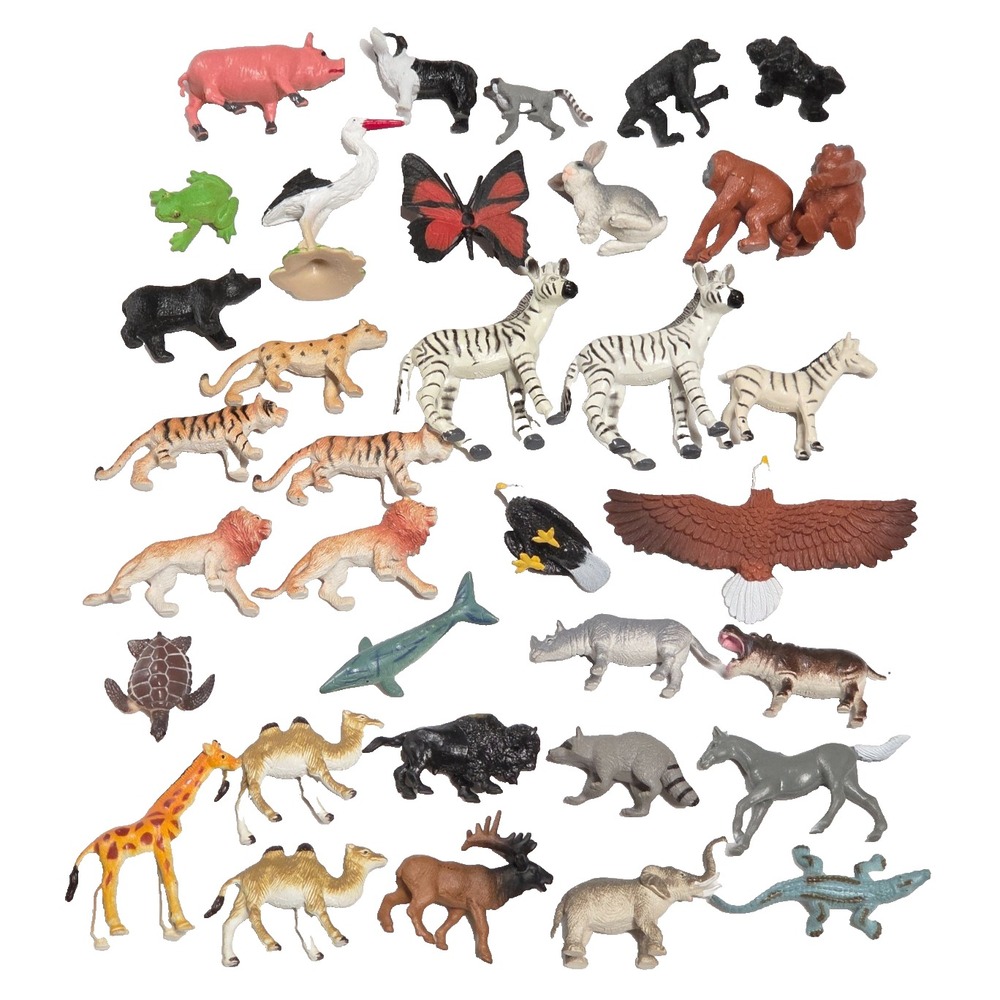 Huge Mixed Lot 35 Mini Plastic Animal Figures Safari Ltd Schleich TOOB